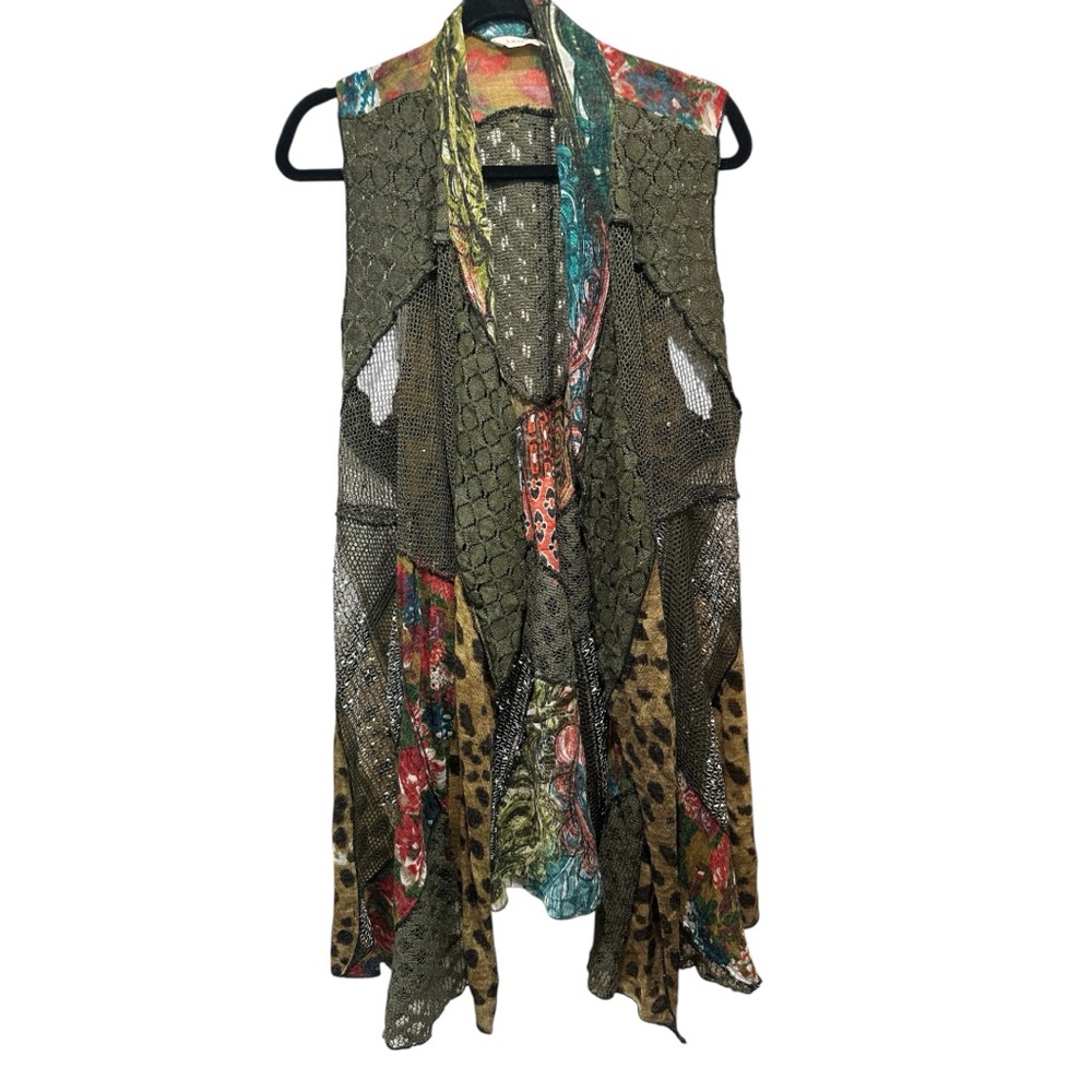 Soft Surroundings Multicolor Long Artsy Boho Leopard Kimono Duster Size L/XL - Picture 2 of 8